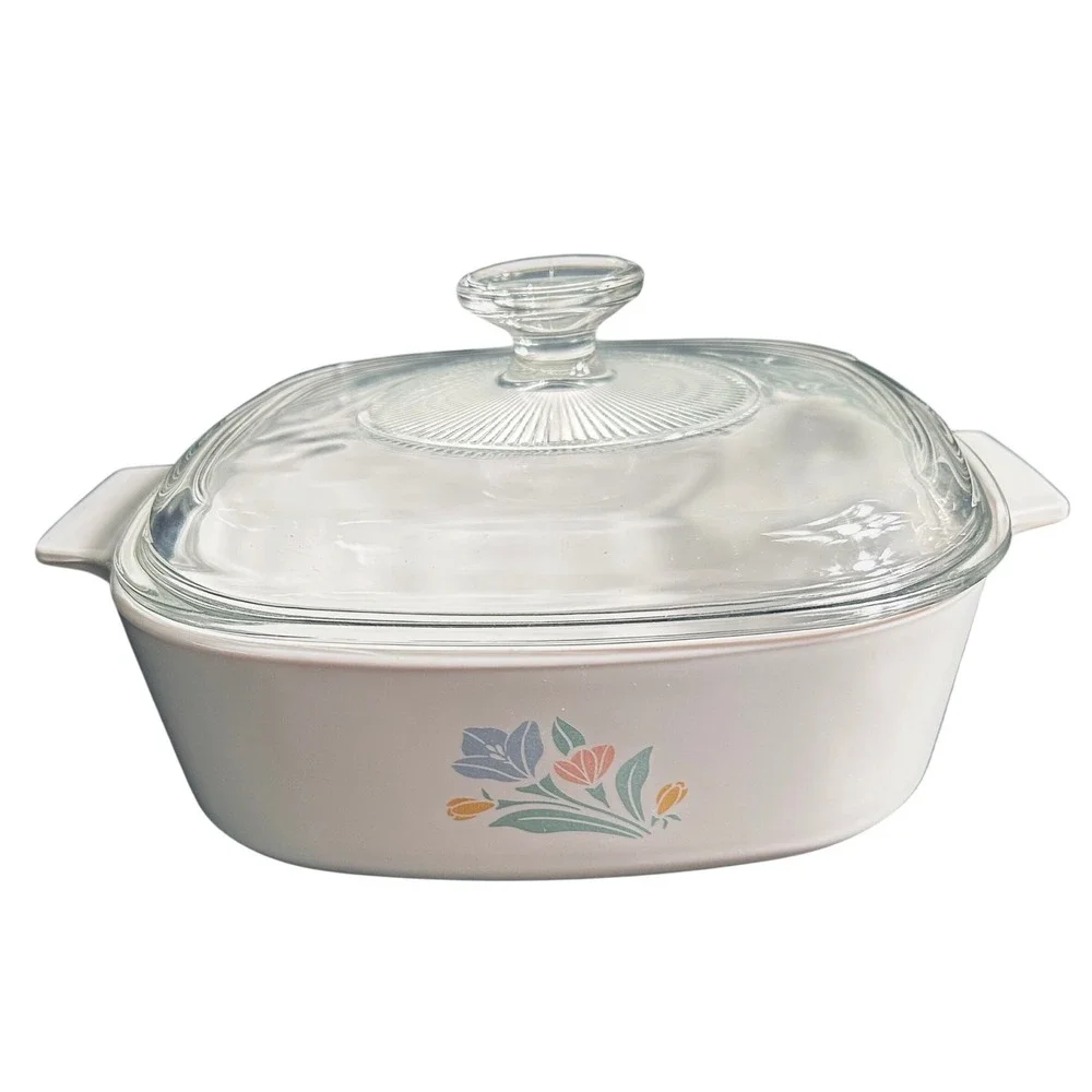 Corning Ware Pastel Bouquet A-2-B 2L Casserole Dish with Glass Lid Made in USA - Picture 3 of 12